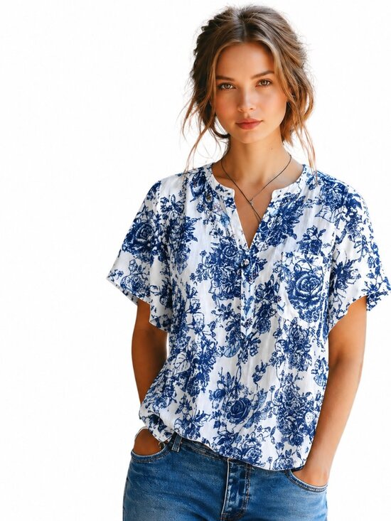 Streetwear Society Tops - Streetwear Society Blue and White sheer blouse